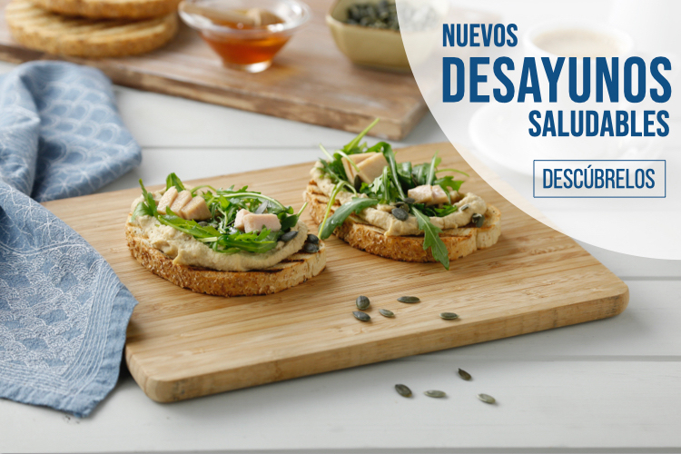 Nuevos desayunos saludables Calvo Tosta de humus con atún y rúcula m